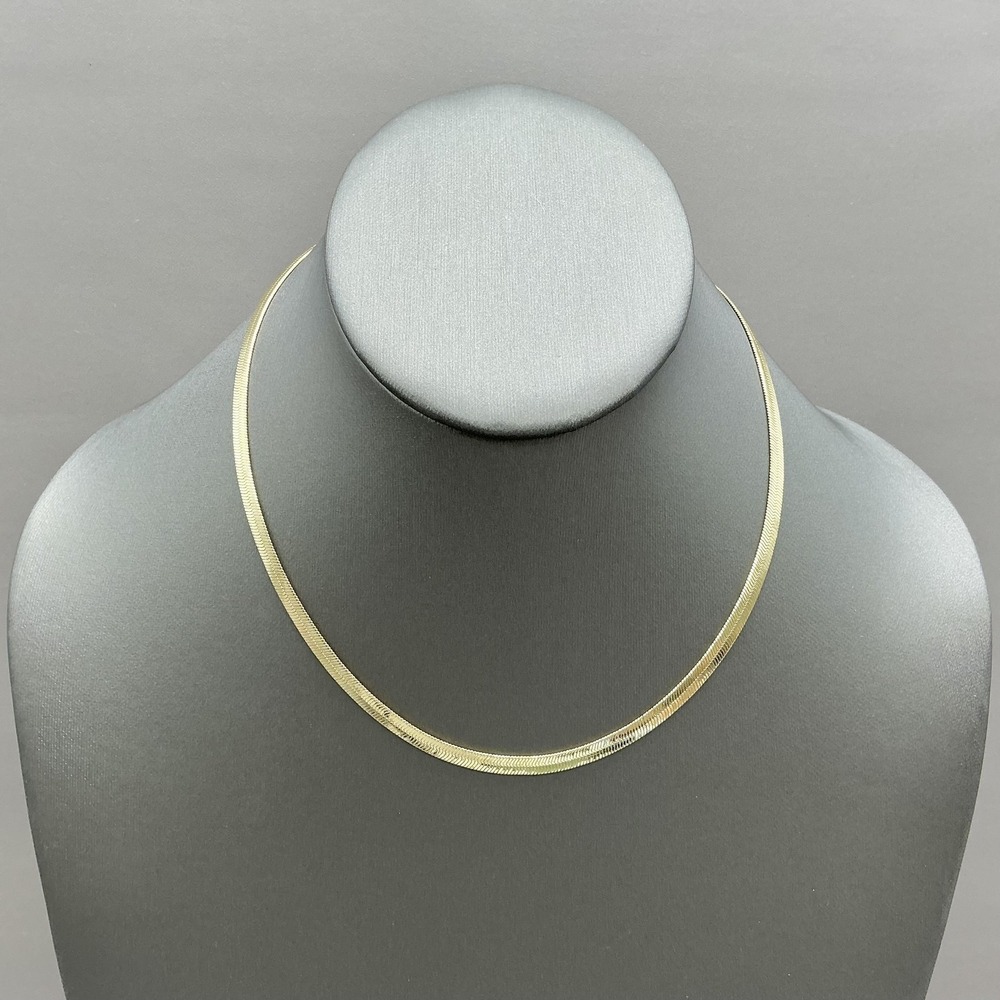 Necklace Gold Tone Flat Herringbone‎ Chain Adjustable Statement Womens Jewelry